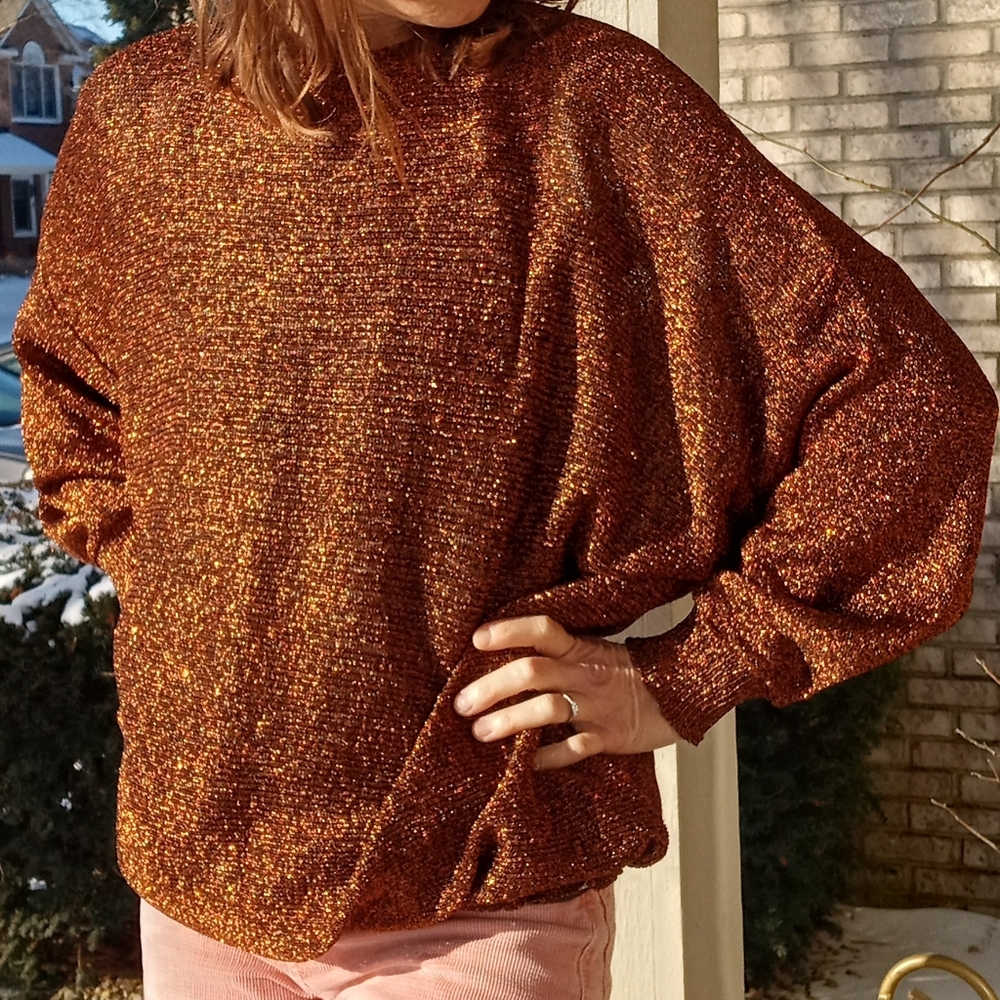 Vintage copper color metallic oversized sweater